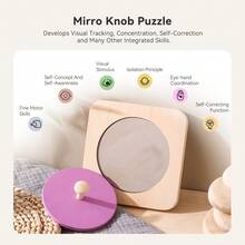 Sensory Shape Recognition Toy, Realistic Mirror Base Easy Grip Wooden Handle, Early Childhood Geometric Learning Educational Toy, Shape Sorting Matching Puzzle, Halloween Christmas Birthday Gift - Multicolor - View 4
