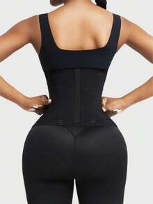 1pc Women's Waist Trainer, High Compression Adjustable Waist Cincher, 3-Layer Wrap Shapewear, Suitable Various Occasions, Gym Use - 黑色 - 查看 5
