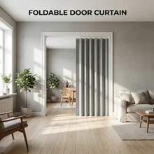 No-Drill Folding Door Curtain, Suitable For Bedroom, Balcony, Foyer And More Scenarios, Flexible To Create Private Space. Soft And Durable Material, Easy To Open And Close, Space-Saving And Practical. A Convenient Choice To Achieve Simple Partition And Optimize Home Layout. - Grey 1pc - View 1