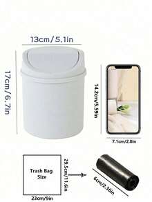 1个迷你带盖垃圾桶，桌面小型垃圾桶，塑料桌面废纸篓，翻盖设计防止异味泄漏，适合存放果皮和纸屑等桌面垃圾，保持桌面整洁，适用于浴室、家庭办公桌、咖啡桌、办公室、客厅、书房等场所。 - 彩色 - 查看 4
