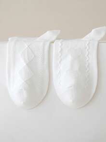 5 Pairs Women's White Socks, Hollow Heart & Diamond Jacquard Patterns, Fashionable Collegiate Style, Suitable For Sneakers And Loafers - Multicolor - View 4