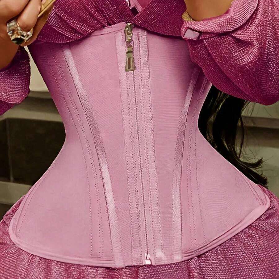 Women's Plus Size High Compression Waist Trainer Belt - Latex Body Shaper With Adjustable Closure, Posture Correction & Curvy Figure -, Party, Everyday - Elegant Black Latex Waist Cincher - 杏色 - 查看 1