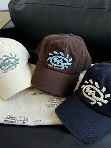 Sunflower Embroidery Baseball Cap, Retro Casual Sun Hat - A - View 2