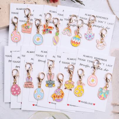 18pcs Easter Themed Inspirational And Encouraging Pocket Hug Gift Set - Unique Charm Easter Keychain Set, Including Decorative Accessories Like Eggs, Rabbits, For Backpacks, Handbags And Car Keys. Comes With "HUG & LOVE" Motivational Cards, Cards. A Perfect Easter Commemorative Gift, Party Decor Gift, Friendship Gift For Anyone Who Needs Encouragement And Support.