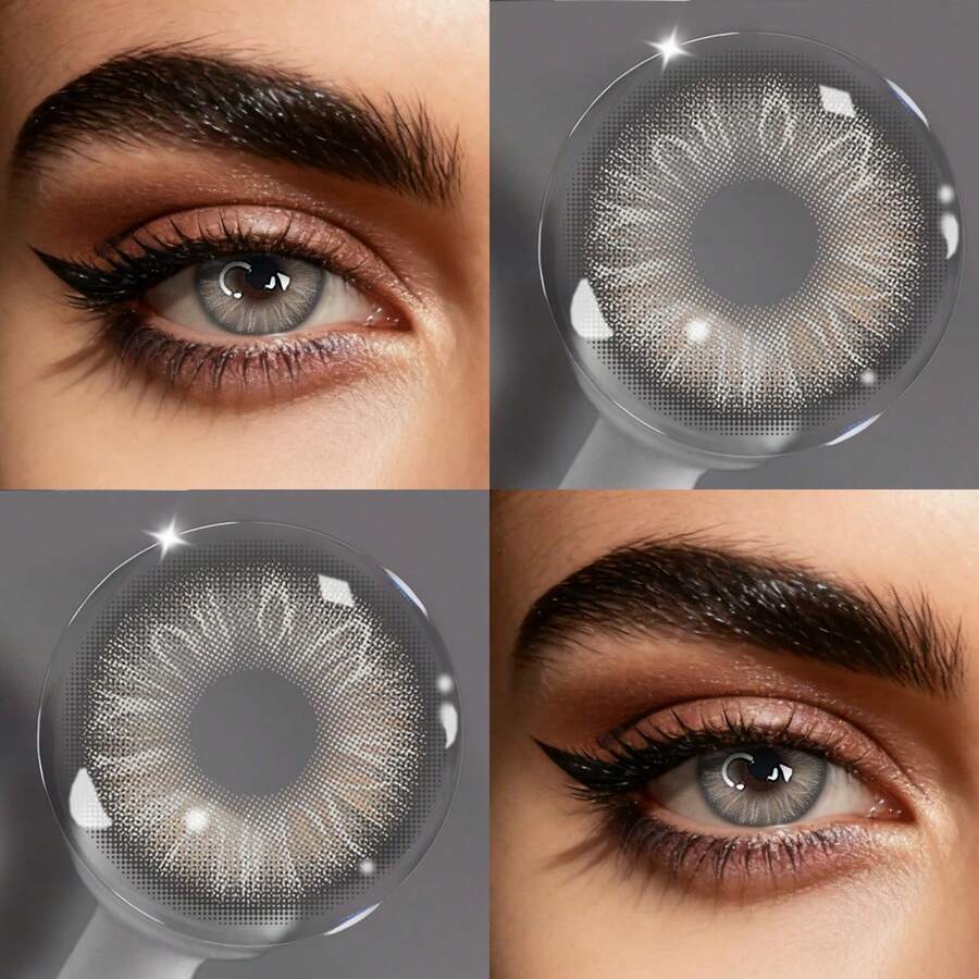 Lalens 2片装戛纳棕色美瞳 - 6个月抛型，自然圣诞色，直径14.5mm，基弧8.6mm，适合浅棕色和深棕色眼睛，附赠镜盒，Y2K/秋冬时尚，是圣诞派对/新年聚会/生日礼物的理想之选，女士和女孩新款