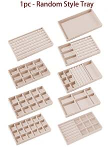 1个胡桃木首饰托盘，天鹅绒首饰收纳盒，女士首饰盒，项链戒指耳环展示托盘，大容量首饰架，适用于项链、手链、戒指、耳环、口红和其他配饰，送给女孩的礼物，旅行礼物 - 彩色 - 查看 9