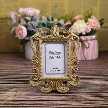 Square Wedding Photo Frame Retro Photo Frame Ornament ID Resin Photo Frame Baroque Photo Holder Frame Photo Prop Wedding Home Decor Gift - Multicolor - View 15