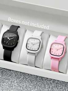 1 chiếc đồng hồ nữ hình vuông Sweet Macaron bằng silicon, có tông màu hồng hoa anh đào dịu nhẹ, phong cách trẻ trung và năng động. - Hồng - Xem 1