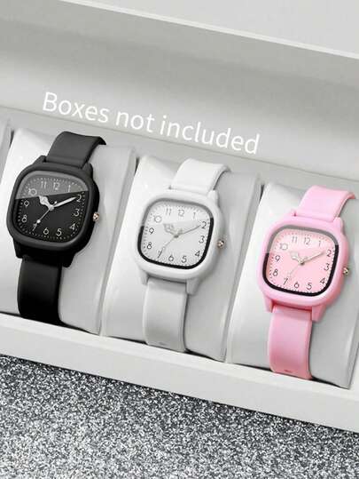 1 chiếc đồng hồ nữ hình vuông Sweet Macaron bằng silicon, có tông màu hồng hoa anh đào dịu nhẹ, phong cách trẻ trung và năng động.