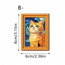 1/6pcs Interesting Cat Painting Fridge Magnets, Creative 3D Mini Photo Frame Fridge Stickers, Decor For Kitchen, Office, Home, Gift For Cat Lovers - Fun Cats - View 11