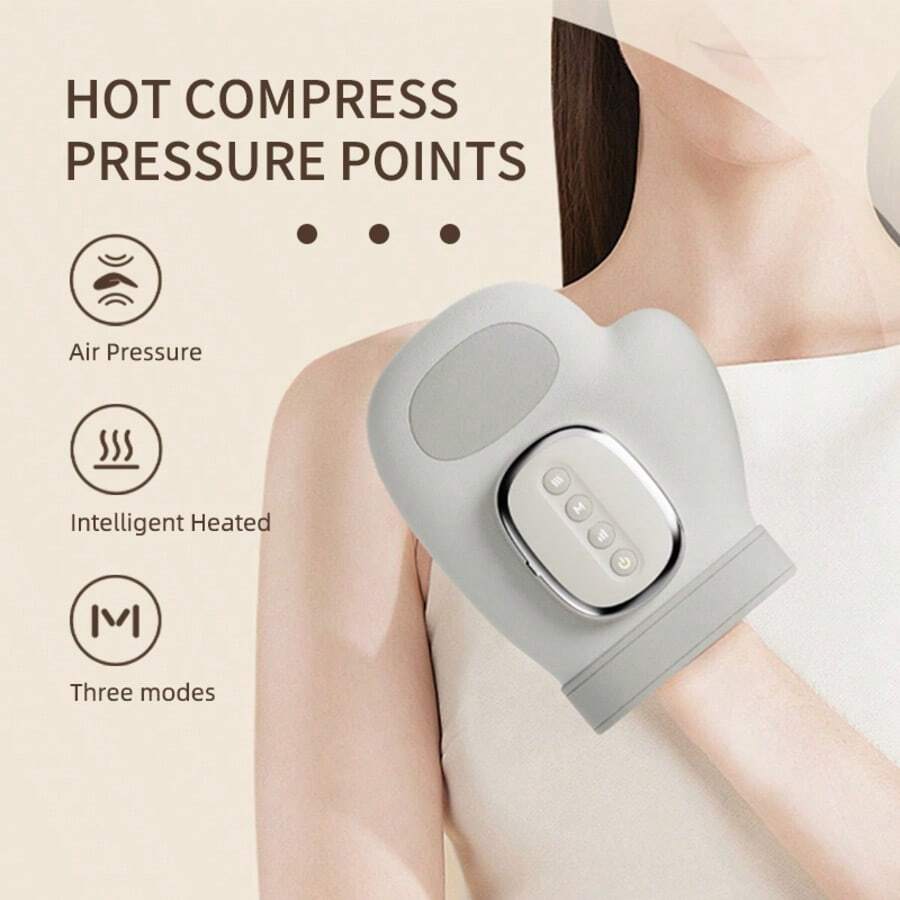 Hot Compress Hand Massager, 2000mAh Large Battery, 5V Charging, 10W,Air Pressure & Intelligent Heated, 3 Modes, Office & Travel Use