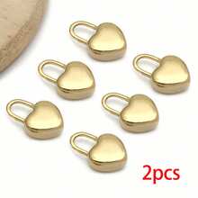 2个简约金色心形吊坠，不锈钢材质，爱心造型，适用于DIY项链、手链、耳环等首饰制作配件 - 金色 - 查看 14