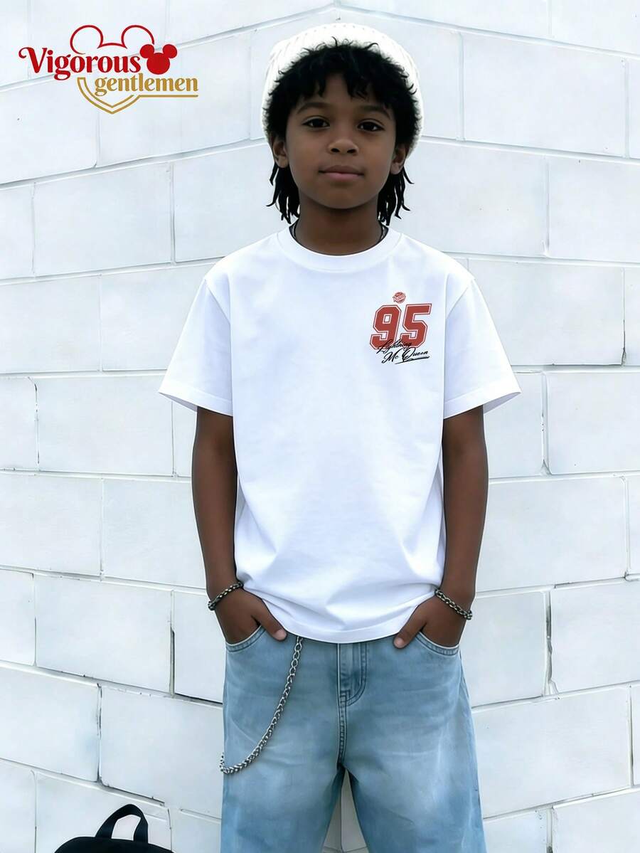 Disney Y2K Style Cars  No.95 Speed Streetwear Short Sleeve T-Shirt - White - View 1
