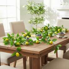 1/2pcs, Approx. 230cm Long Artificial Plastic Lemon Vine, Rustic Style, Yellow Lemons With Green Curved Leaves, Vein Texture, Realistic Fruit Details, Artificial Plant Garland, Suitable For Wall Decor, Wedding Decor, Party Decor, Balcony & Garden, Spring/Summer - Green - View 9