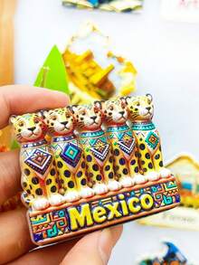 1 pezzo Calamita da frigo souvenir di viaggio in Messico, riproduzione di elementi classici in pittura 3D, come patatine di mais, cibo messicano taco, piramide maya, teschio della cultura, sombrero e procione che suona la chitarra, simboli iconici, colori vivaci e texture fine, decorazione per frigorifero domestico, regalo commemorativo di viaggio per amici e colleghi, adatto per collezione e decorazione quotidiana, combinando estetica e significato commemorativo - magneti da frigorifero - Visualizzare 8