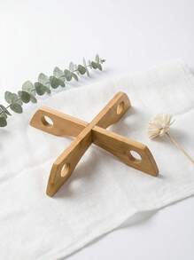 2pcs Bamboo Insulation Pad Cross Shaped Pot Stand Heat Resistant Bowl Dish Mat Pot Trivet - Multicolor - View 1