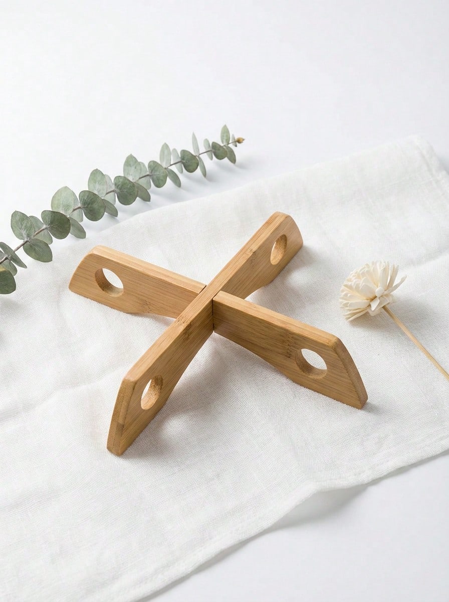 2pcs Bamboo Insulation Pad Cross Shaped Pot Stand Heat Resistant Bowl Dish Mat Pot Trivet - Multicolor - View 1