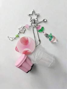 1个日本Prinki钥匙扣，粉色和黄色马卡龙吊坠，Y2K平成复古串珠饰品 - 彩色 - 查看 5