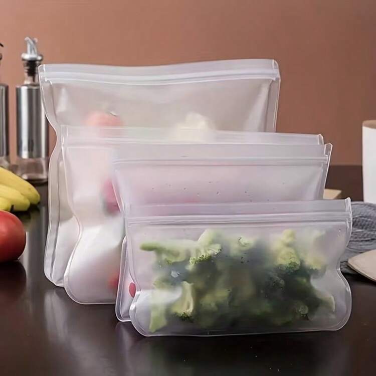 可重复使用食品保鲜袋 - 加厚密封冰箱食品保鲜袋 - 适用于水果、蔬菜、三明治和肉类 - 非常适合冰箱和厨房收纳 - 厨房收纳、家居用品、旅行必备 - 蔬菜保鲜塑料袋 - 厨房必备 - 露营用品 - 查看 12