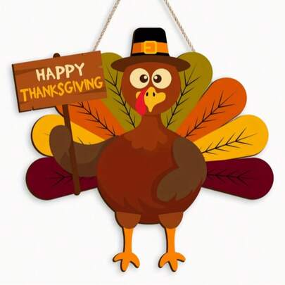 11X12 Inch Wooden Turkey Shaped Rustic Thanksgiving Door Decor, Suitable For Autumn Harvest Holiday Home/Office/Window Decoration, From FunmakerB