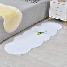 Cream White Plush Throw Pillow - 60*90cm And 60*180cm Soft Faux Fur Texture Bedside And Floor Mat, Machine Washable - White - View 10