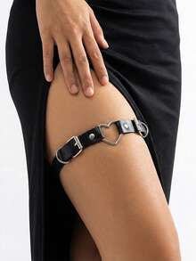 Punk Style Heart Chain Thigh Garter, Adjustable Suspender Garter, Versatile European And American Fashion Accessory - Black - View 1