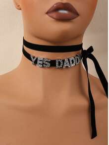 Bộ 4 chiếc vòng cổ choker nhung in chữ lấp lánh kiểu Punk mới, phong cách Châu Âu và Mỹ, trang sức nữ, phụ kiện đường phố Hip Hop, dây đeo thân, phụ kiện nội y gợi cảm, thích hợp cho Halloween, Giáng sinh, tiệc Valentine. - Nhiều màu - Xem 14