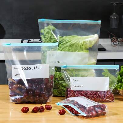 10/15/20/30pcs Food Storage Bags, Thick & Durable Food Preservation Bags, Leak-Proof Kitchen Fridge Freezer Food Storage Bags, Tear-Off Style Portioning Bags