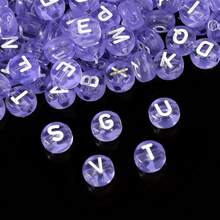 100/300/500/Pcs 4x7mm Round Acrylic Light Purple Letter Beads A-Z Mixed Loose Beads For DIY Bracelet Necklace Keychain - Purple - View 5