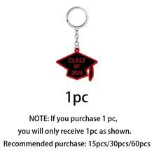60pcs 2026 Graduation Party Favors Keychain, Graduation Souvenir Keyring With Graduation Cap Pendant And Thank You Tag, Suitable For College Graduates, Black And Red - Red and Black - View 8