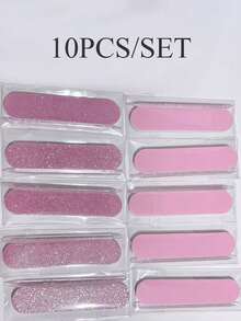 10 Packs Glitter Pink Dual Use Disposable Mini Nail Buffer File Set For Nail Art Sanding Polishing Buffer Nail Files Block Professional Manicure Set - Pink - View 8