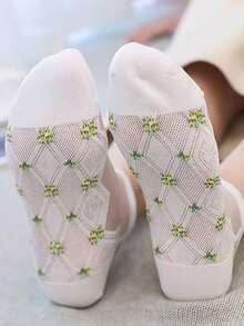 5 Pairs Crystal Sheer Socks, Glass Silk Thin Ankle Socks For Women, Summer Breathable Low-Cut Boat Socks, - Multicolor - View 3