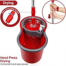 Spin Mop And Bucket With Wringer Set,Mop And Bucket Set For Floor Cleaning With 3 Mop Refills 61 Inches Telescoping Rod For Office And Home Use - A - Xem 4