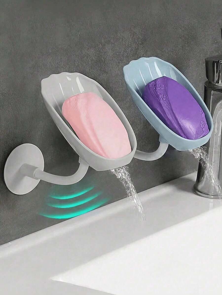 1pc Shell-Shaped Soap Dish, Wall-Mounted Draining Soap Holder, Creative Soap Box, Keeps Soap Dry And Clean, Easy To Clean, Bathroom Wall-Mounted Soap Rack, Extends Soap Lifespan. - Multicolor - View 1