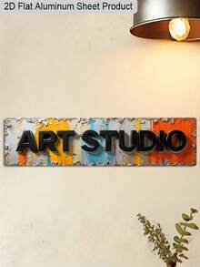 1 pieza Placa de aluminio con estilo vintage desgastado "ESTUDIO DE ARTE", decoración de pared estilo industrial 2D, regalo para trabajadores creativos, regalo para amantes del estilo vintage, decoración de oficina, hogar y estudio - Multicolor - Ver 1