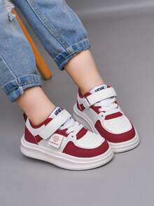 1双儿童休闲运动鞋，2026春季新款男女童魔术贴软底透气平底鞋，适合上学和日常穿着 - 紅色 - 查看 8