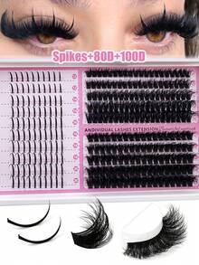 Extensiones de pestañas en racimos naturales con diseño de picos, estilo manga, 300pcs/270pcs/230pcs, 10-20mm, para extensiones de pestañas individuales de hadas y anime - DD - Ver 11