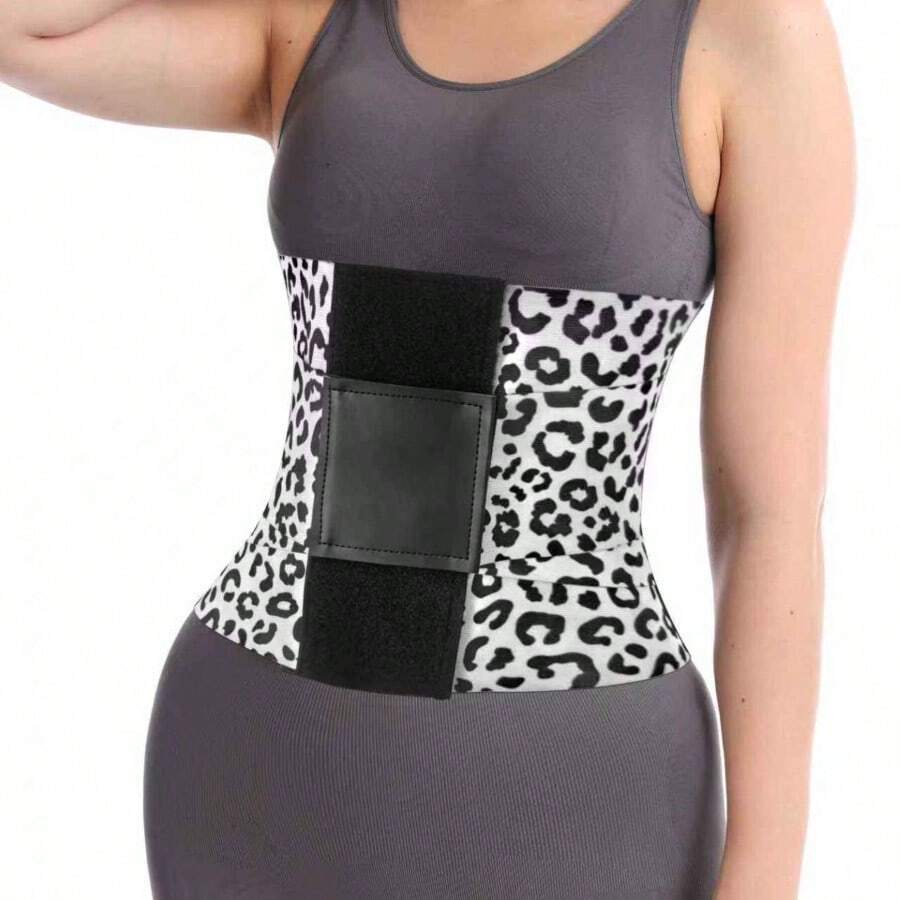 Women's Postpartum Recovery Waist Trainer Belt With Thickened Full-Elastic Design, No Bones & No Buckles For Comfortable Tummy Control, Black/Leopard Rose/Leopard White/Leopard Yellow, Versatile Shapewear For Fitness, Home & Office Wear - họa tiết da báo trắng - Xem 1