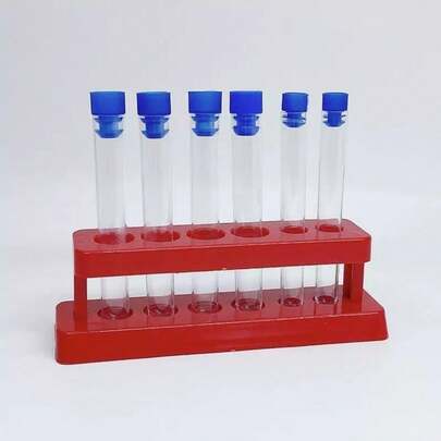 1 Set Funny Science Experiment Kit (Plastic Material), Educational Science Tools, 6-Hole Test Tube Rack + Test Tubes + Dropper Set, Color Experiments, Chemistry Experiments School Supplies, Helpful For Enhancing Learning Interest And Scientific Understanding, Suitable For Home And School