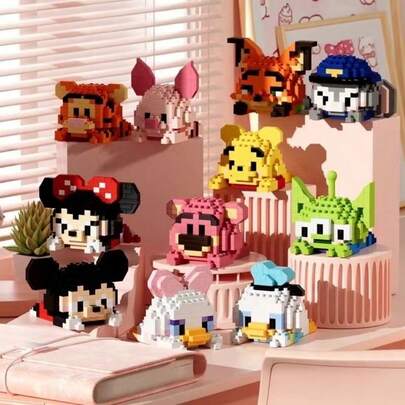 6cm High Granular Building Blocks Donald Donut Room Decor, Holiday Gift, Birthday Gift, Anime Cartoon Halloween Christmas Cute Mini Desktop Decor, Teenage Toy