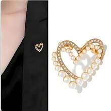 1枚几何图案休闲波西米亚复古宫廷风可爱街头优雅铝合金胸针，四季皆宜，饰有仿钻。 - 彩色 - 查看 3