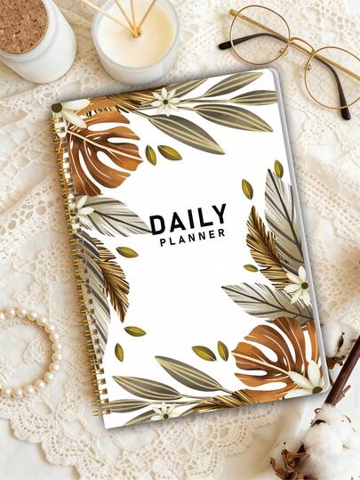 男女通用五合一每日计划本，A5尺寸，快速规划每日/每周事项，包含优先级、预约、膳食计划、健身记录和待办事项，共52页，适用于学校、家庭和办公室的自我护理计划本