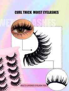 5 Pairs Wet Russian Volume Lashes, Extra Curly, Natural Length, DD Curl, Soft & Lightweight, Ideal For Dates & Parties - View 4