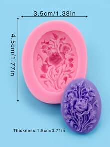 1pc Mini 3D Peony Flower Silicone Mold, Chocolate Candy Mold, Suitable For DIY Cake Decor, Pudding, Jelly, Ice Cube - Multicolor - View 2