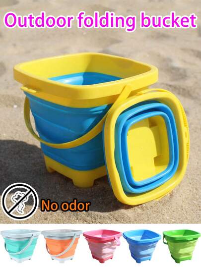 Balde dobrável (1 ou 2 unidades) em 6 cores, balde de areia dobrável, balde de praia dobrável colorido, balde de areia para brinquedo de praia, adequado para diversão na praia, férias de verão, camping ao ar livre, caminhadas, pesca, pode conter água, areia, comida, etc.