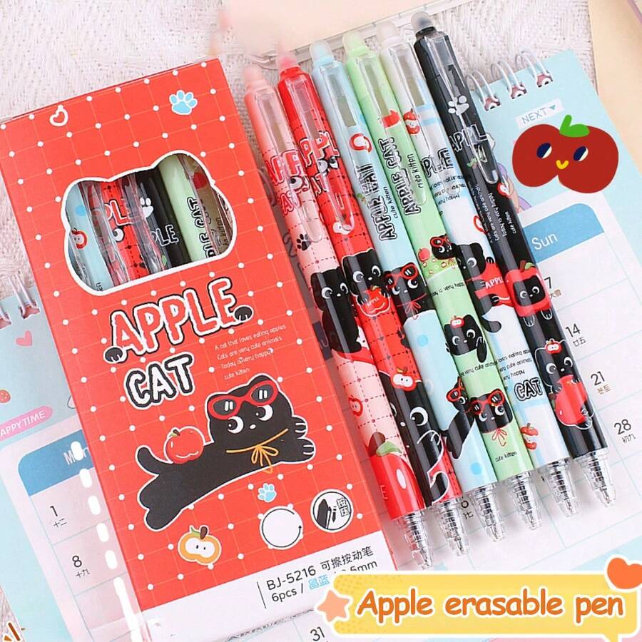 6pcs 0.5mm Erasable Ballpoint Pens, Quick-Drying Suitable For Journaling, Diary, Marking, School Supplies, Holiday Party Gifts - Sets - View 1