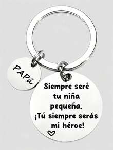 爸爸钥匙扣 - “你永远是我的英雄” 西班牙语刻字，父亲节礼物，送给英雄爸爸的钥匙圈 - 彩色 - 查看 3