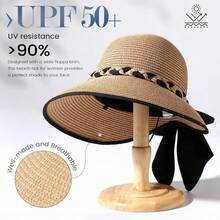 1pc Women's Fashion Wide Brim Sun Hat, Foldable Design, Suitable For Summer Beach Trips, Pairs Well With Various Outfits, Showcases Elegant Charm. - Sun Hat - View 2