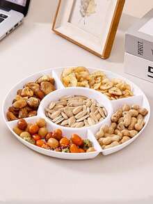 1pc Rotundity Party Snack Service Tray, Appetizer Plate, Snack Bowl, Multi-Stage Snack Bowl Tray, Nut, Candy, Fruit Container, Reusable Plastic Snack Tray With 5 Compartments For Home And Restaurant - Multicolor - View 7
