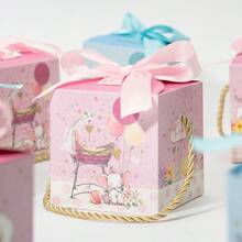 12个可爱卡通礼盒，粉色和蓝色动物图案，适合包装洗礼用品和糖果 - 動物款 - 查看 8